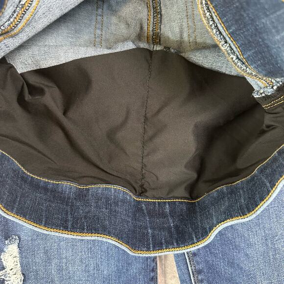 Spanx Medium Wash Distressed Denim Ankle Leggings Womens Small Mid Rise Raw Hem - Picture 12 of 12